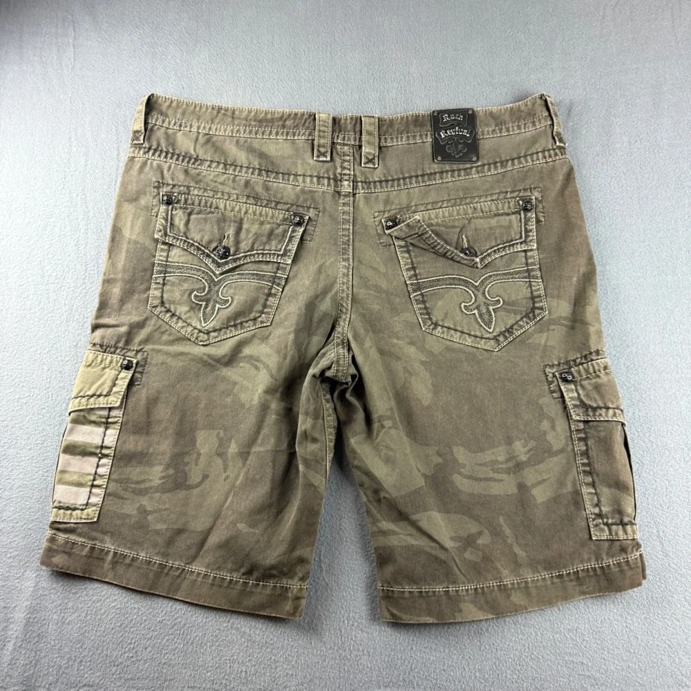 Rock Revival Cargo Shorts Men's 44 (Fits 48) Camo American Flag Streetwear Y2K